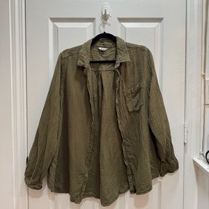 Green Linen Button Down